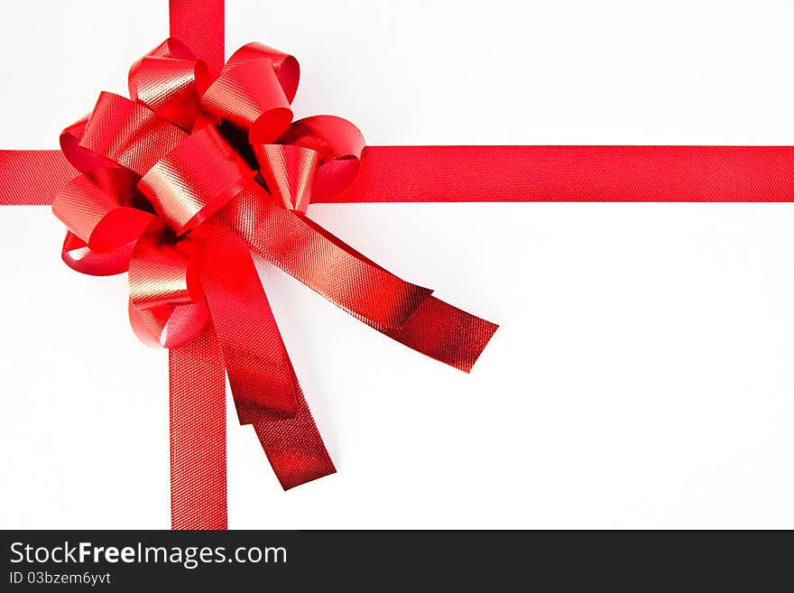 Red ribbon isolated on white background