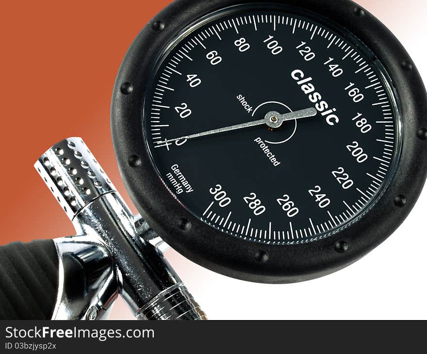 The scale of a blood pressure meter. The scale of a blood pressure meter