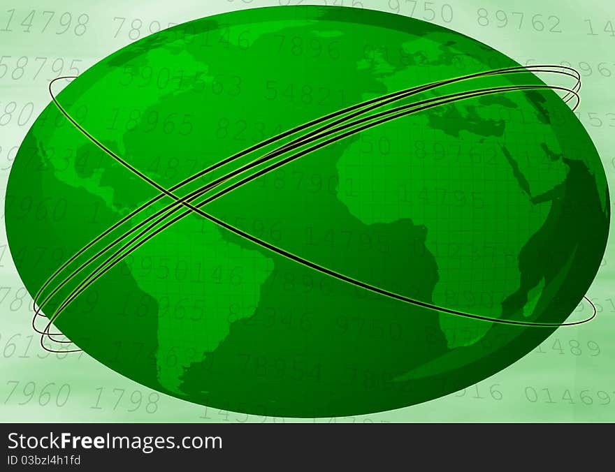 Green earth with figures, texture provided by NASA. Green earth with figures, texture provided by NASA