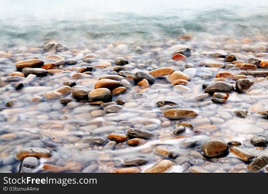 Low tide show the submerged rocks