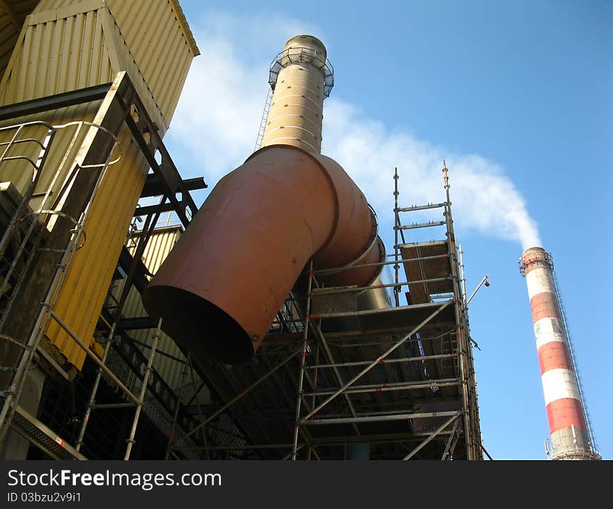 Construction of metal exhaust duct to the old chimney