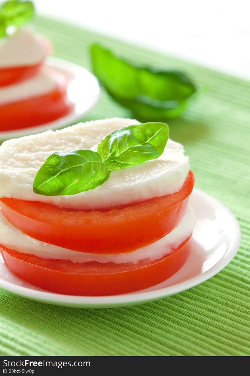 Antipasti tomato mozzarella with basil