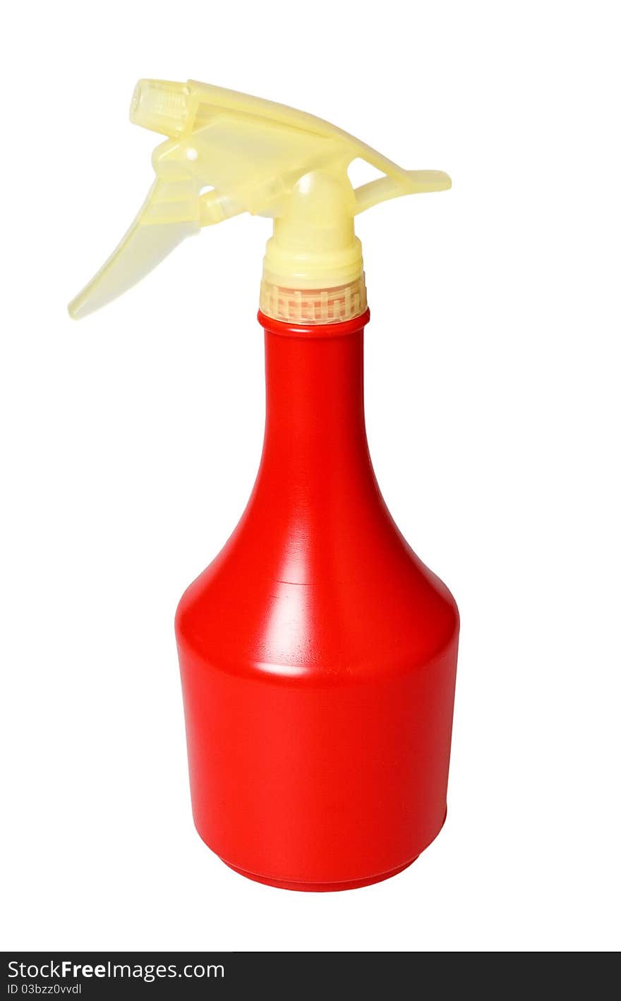 Red plastic spray for water.