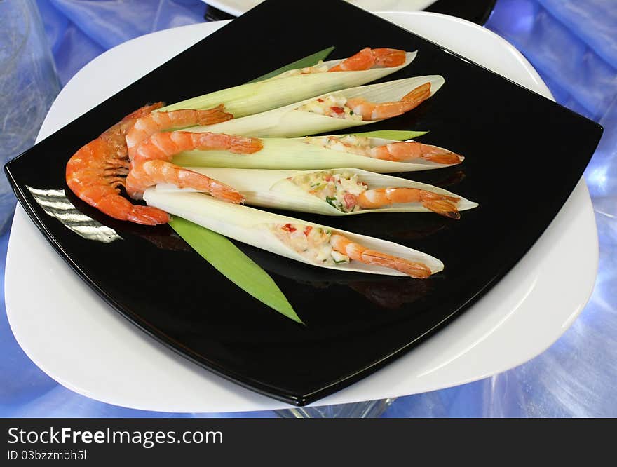 Cold Appetizer Of Shrimp With Vegetables