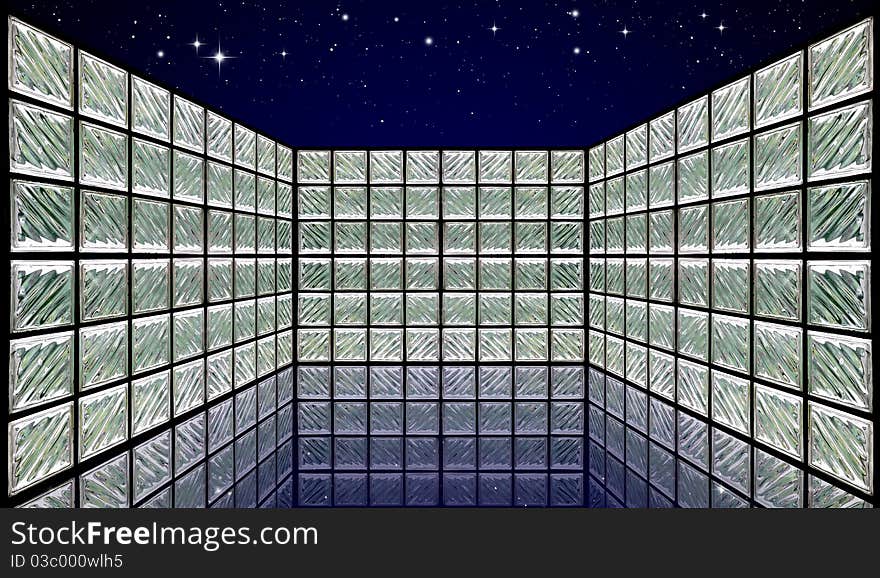 Abstract Glass Block Wall Room background. Abstract Glass Block Wall Room background