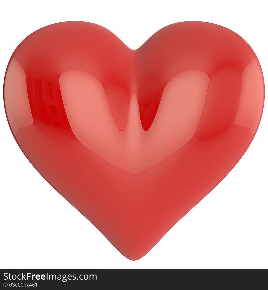 Red heart with highlights on white background