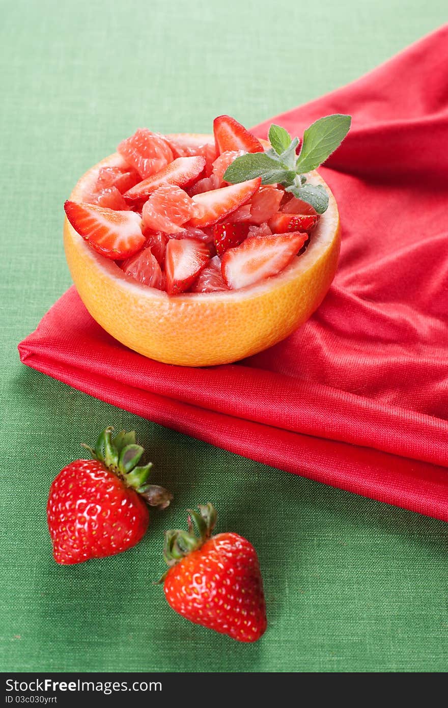 Fruit Salad With Strawberry And Grapefruit