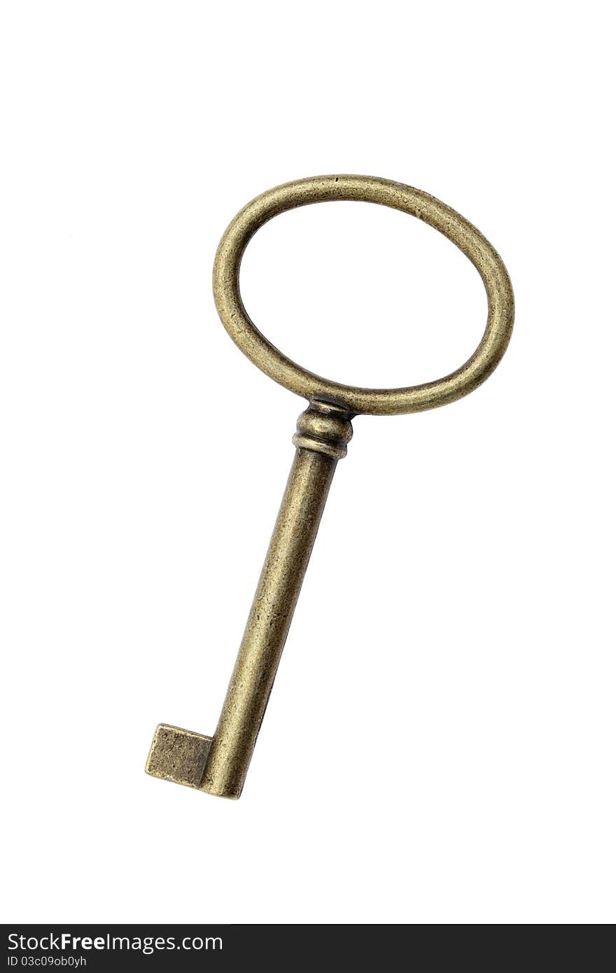 Old key isolated on white background