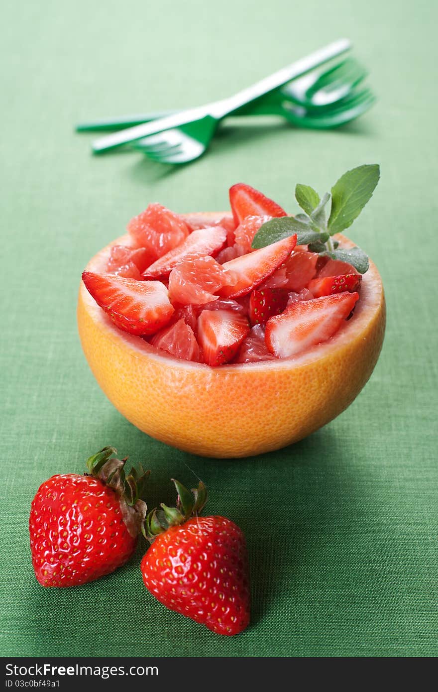 Fruit Salad With Strawberry And Grapefruit