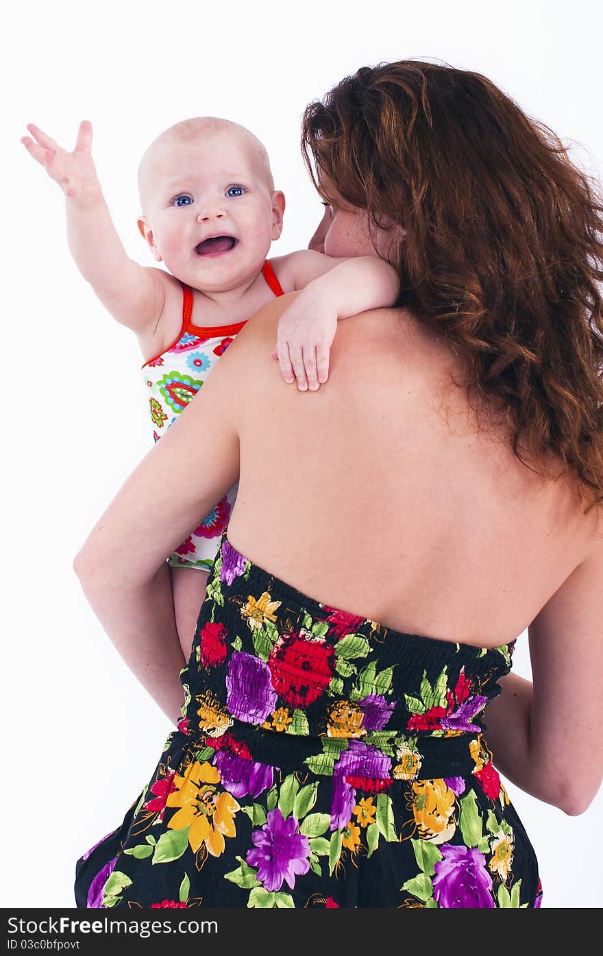 Child smiles .On a white background. .Child smiles .On a white background