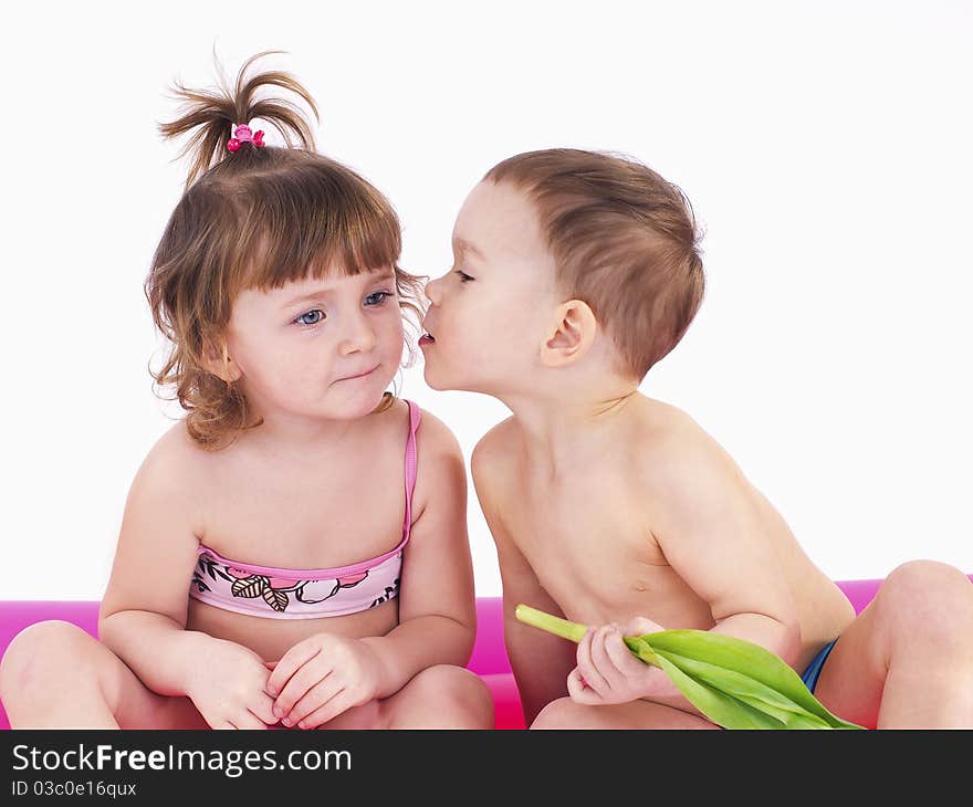 Two children in swimsuits