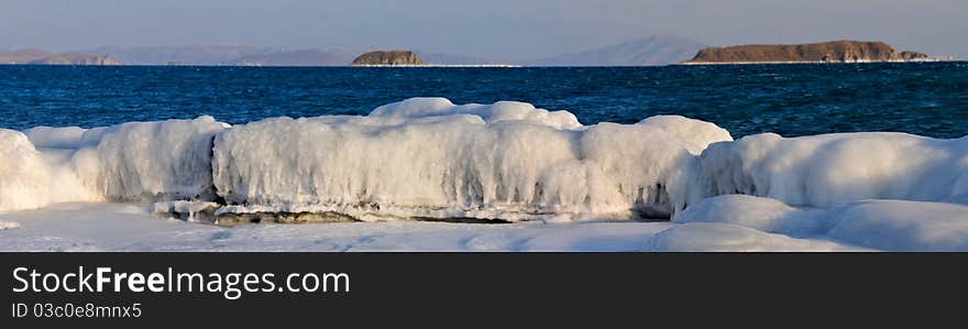 Marine fast ice in the south of Primorye Territory in the Japanese Sea. Marine fast ice in the south of Primorye Territory in the Japanese Sea.