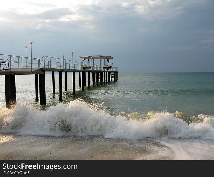 Sunrise on a storming sea. Sunrise on a storming sea