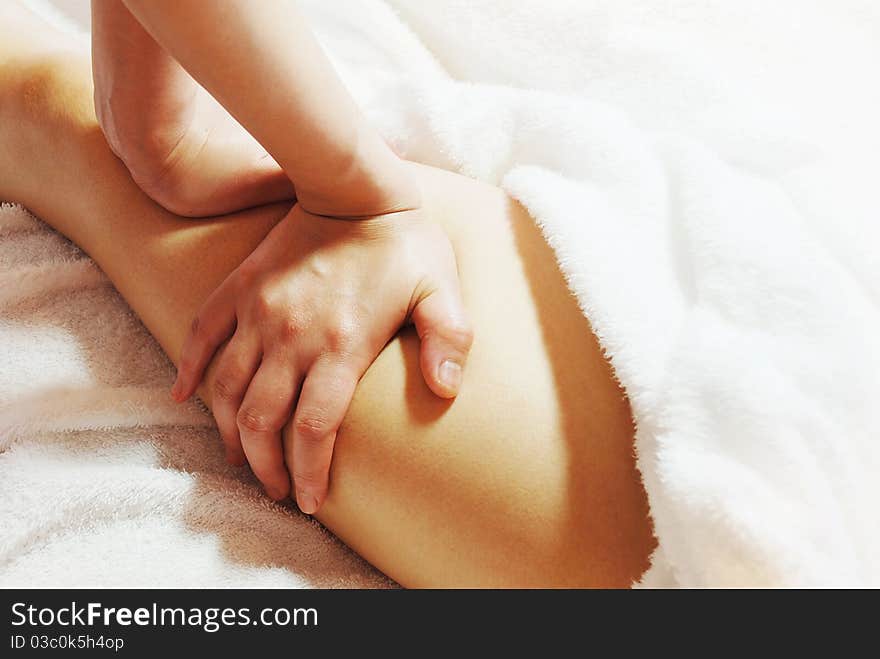 Female Legs Receiving Oilmassage