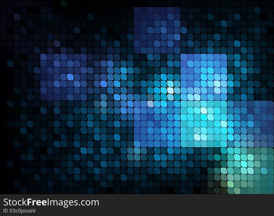 Blue abstract background made of shiny mosaic pattern