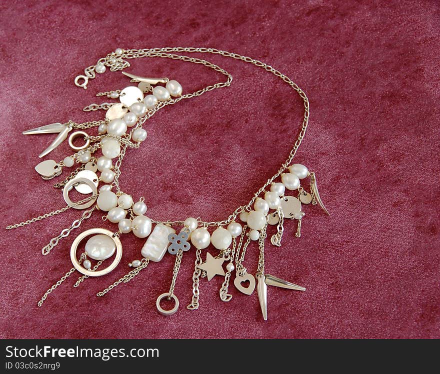 Silver Necklace With Pearls