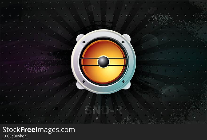 Vector Musical Speaker Icon On A Dark Background