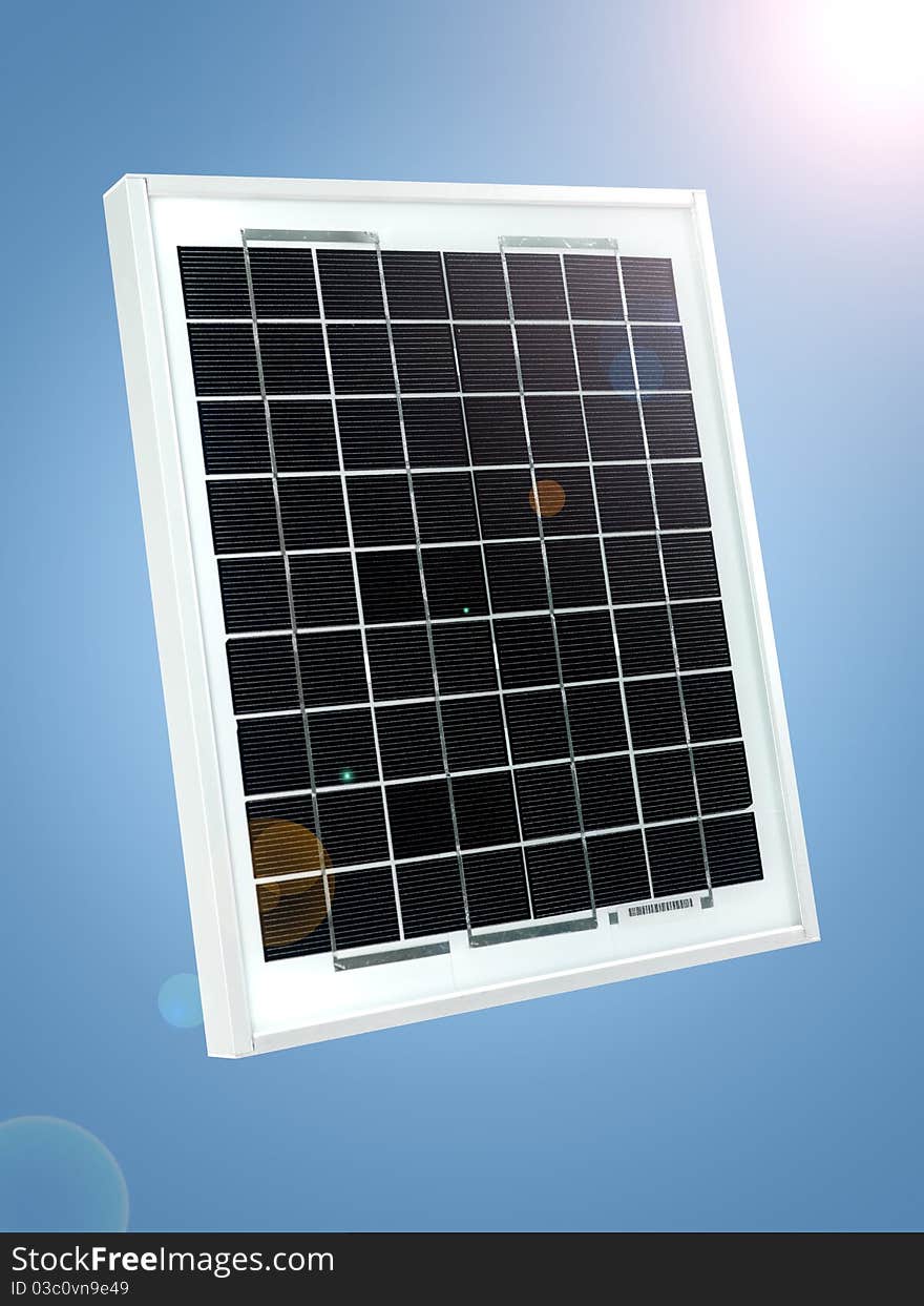 A solar panel isolated against a white background