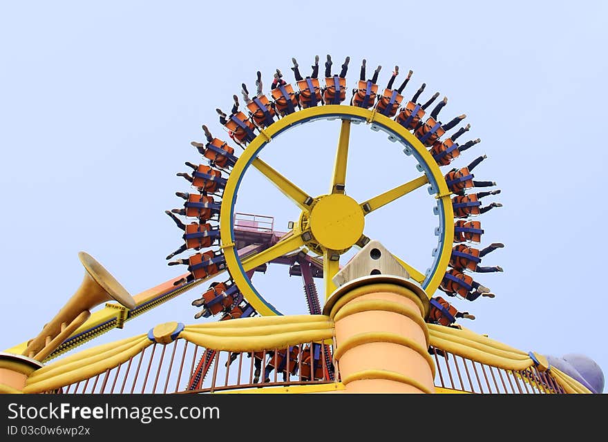 Colorful Rotating wheel in an amusement park