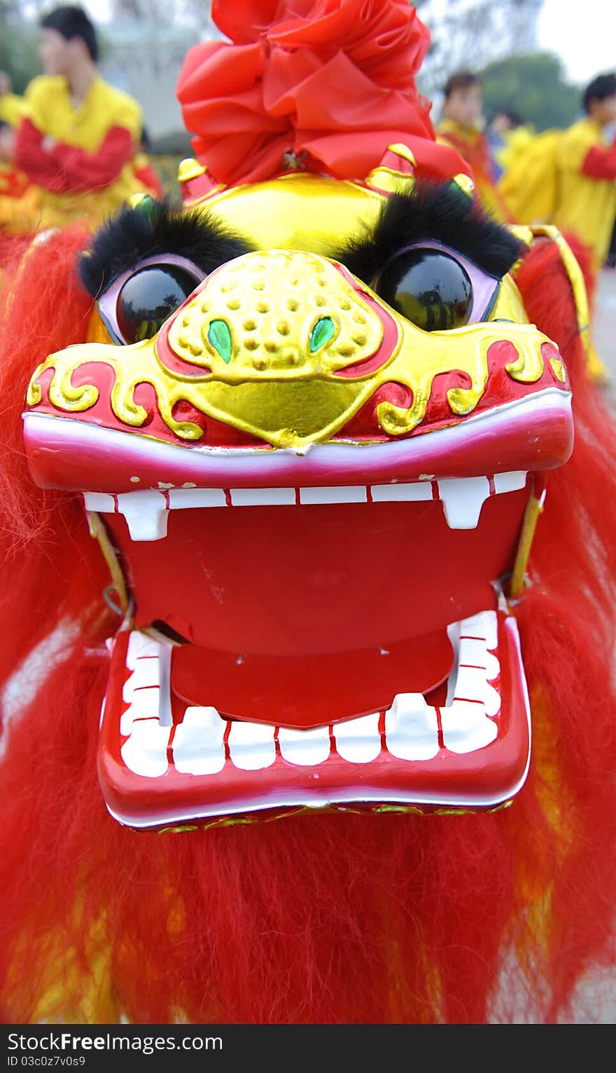 People playing lion dances to celebrate festivals