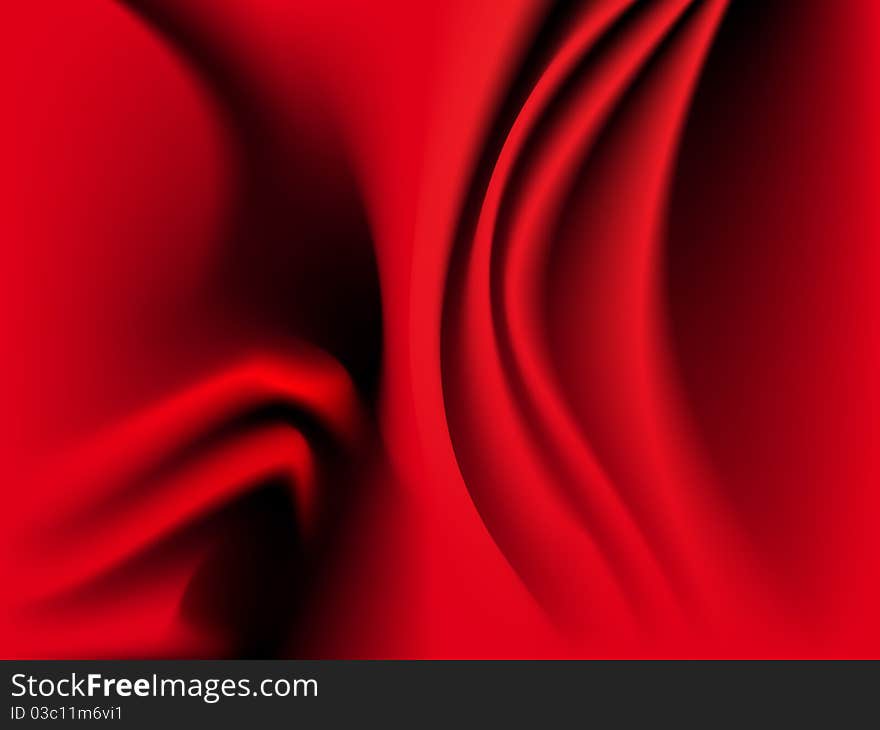 Red Wavy Folded Curtain