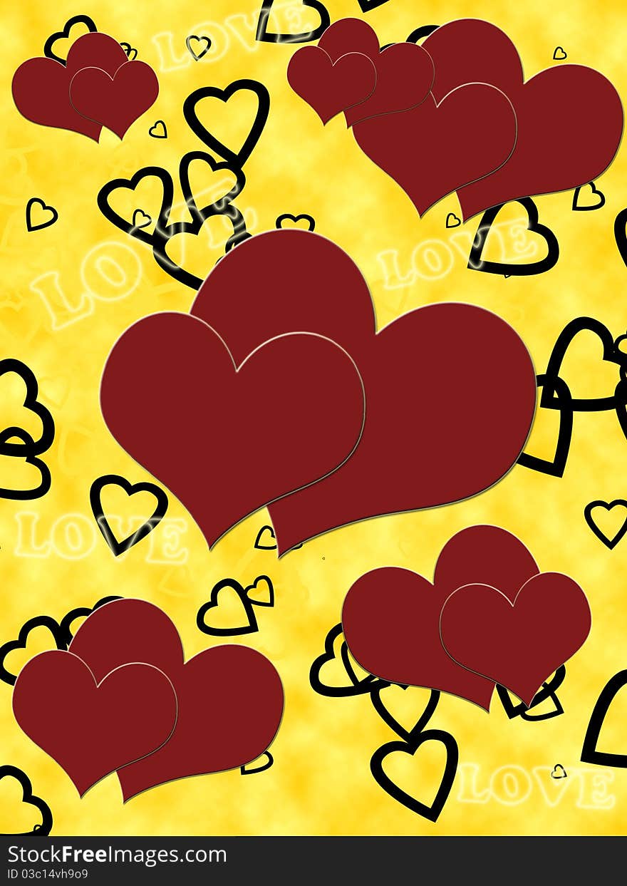 Background With Red Hearts