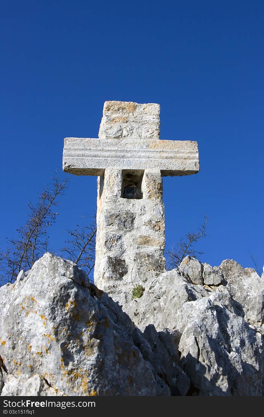 Cross on the top of the mountain. Cross on the top of the mountain