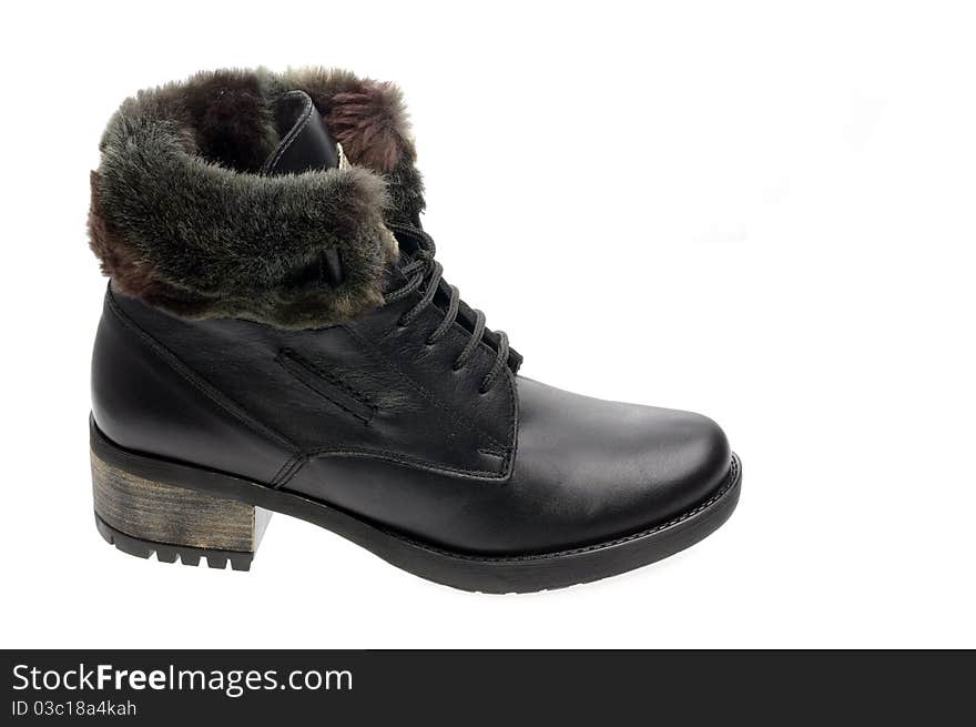 Fashion men winter boot. Cut on a white background. Fashion men winter boot. Cut on a white background