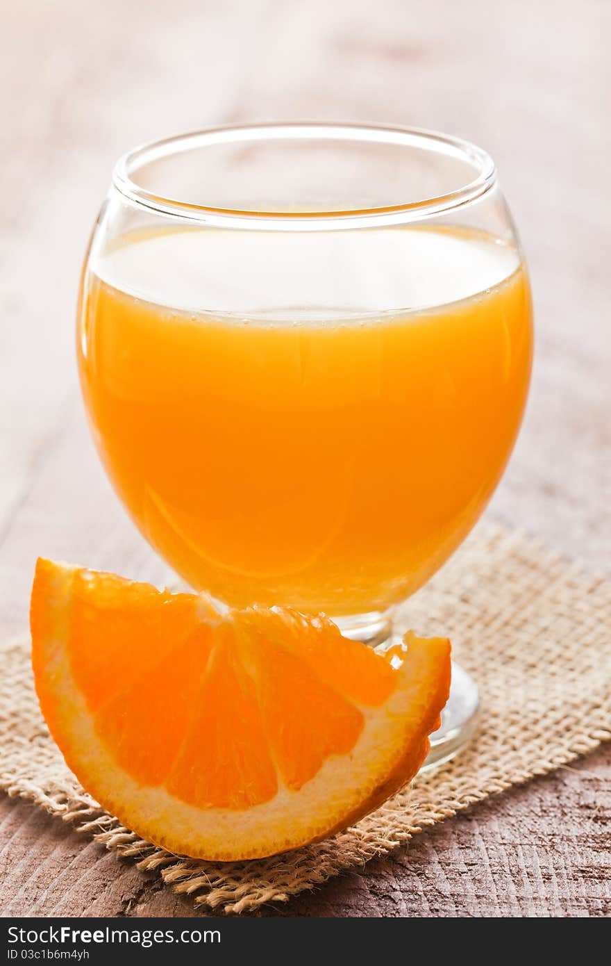 Fresh pressed orange juice in a glass