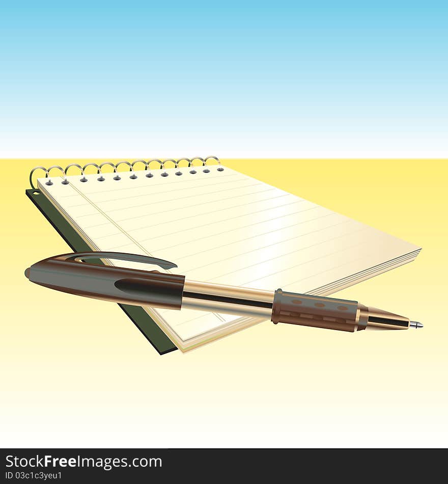 Vector Illustraition of elegant pen and notebook.