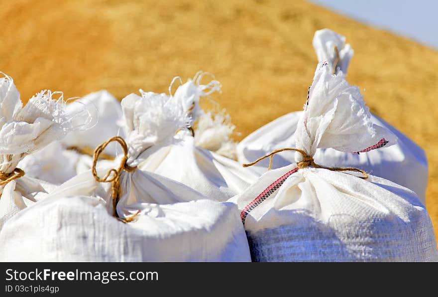 Sacks with wheat harvest