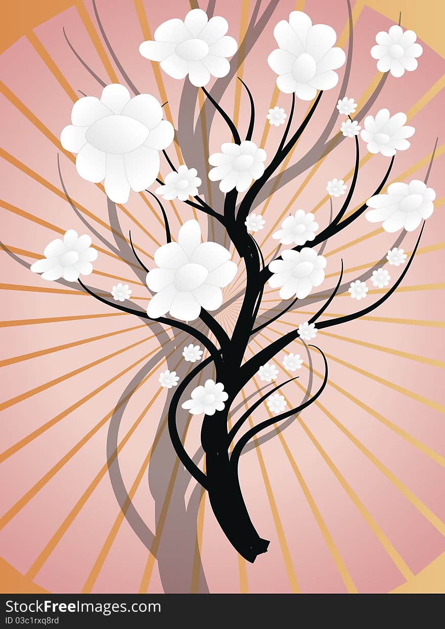 White  Bush On Pink Background