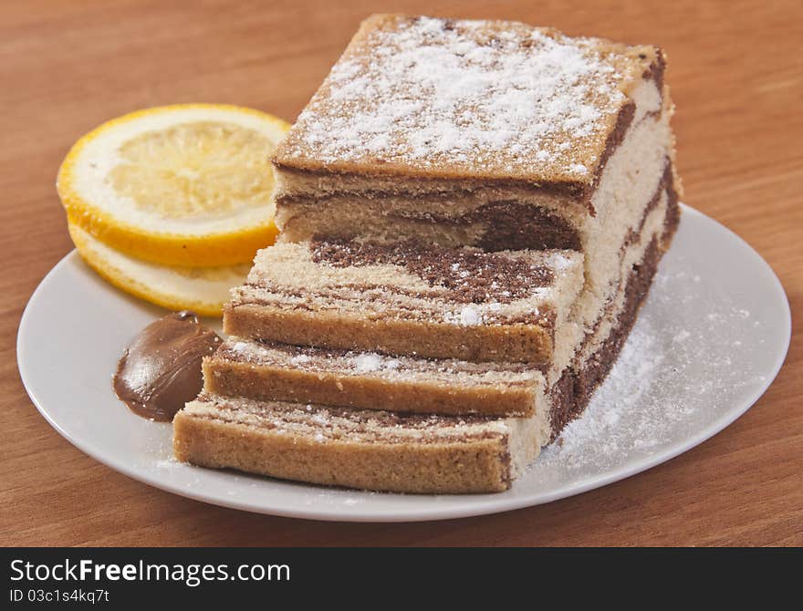 Sliced cake with orange