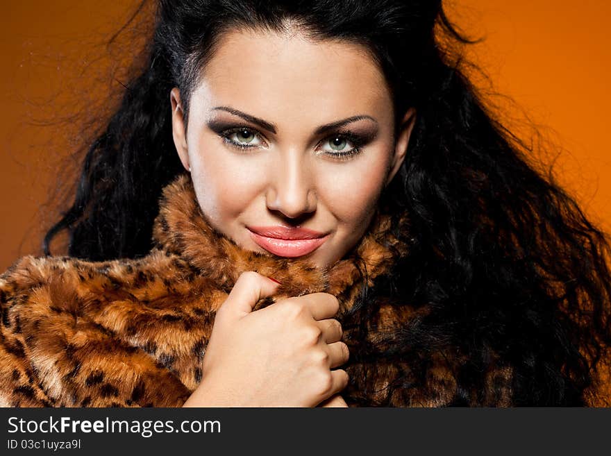 fashionable woman with long hair. fashionable woman with long hair