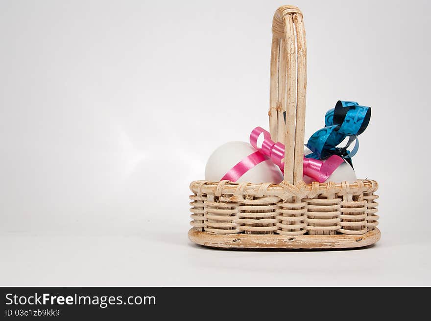 Boy and girl egg in basket