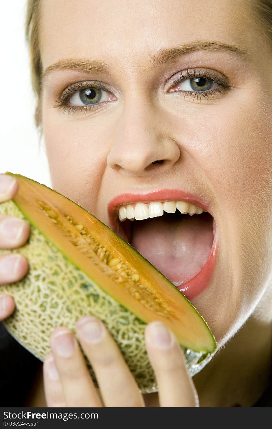 Woman with melon