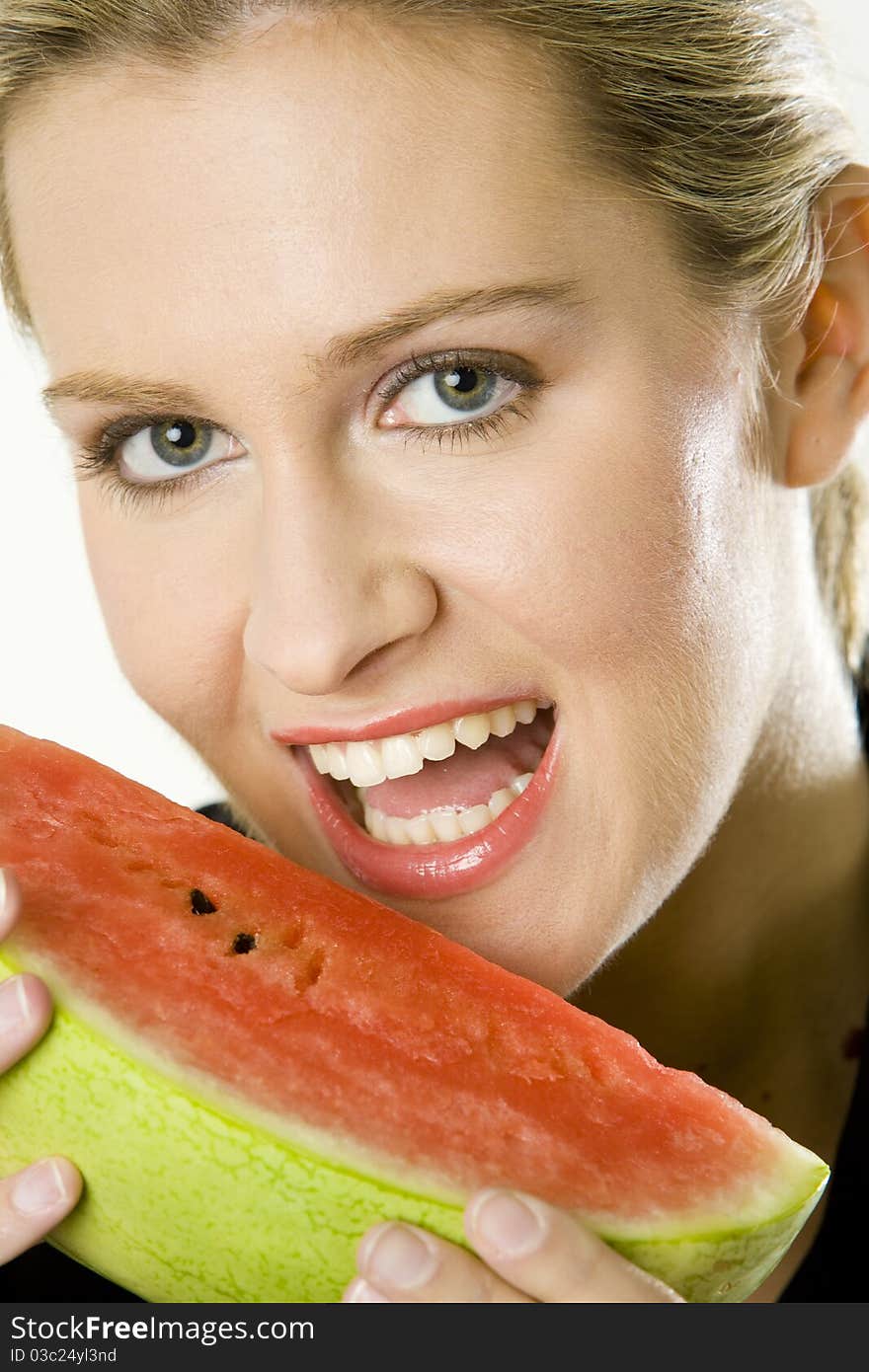 Woman with melon