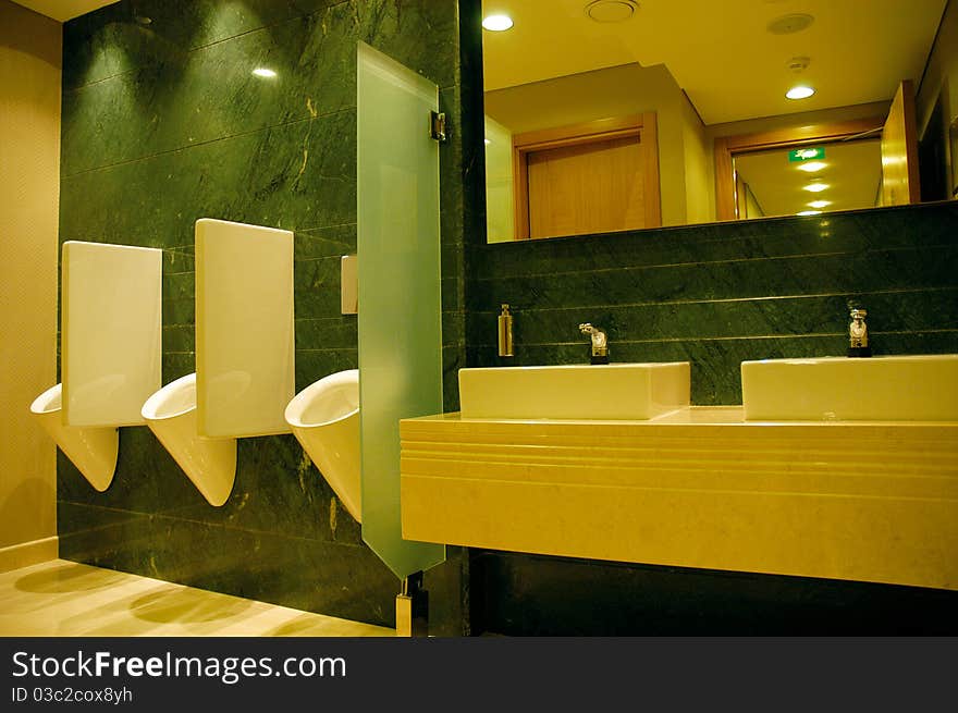 Elegance marbel washbasin and interior hotel bathroom