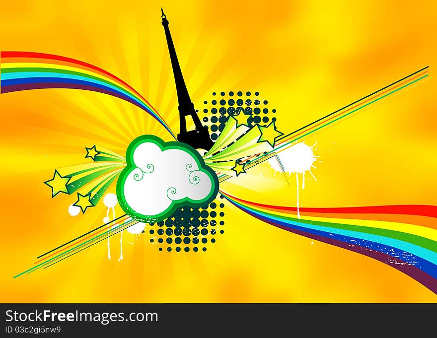 Vector colorful illustrations, which depicts the Eiffel Tower. Vector colorful illustrations, which depicts the Eiffel Tower