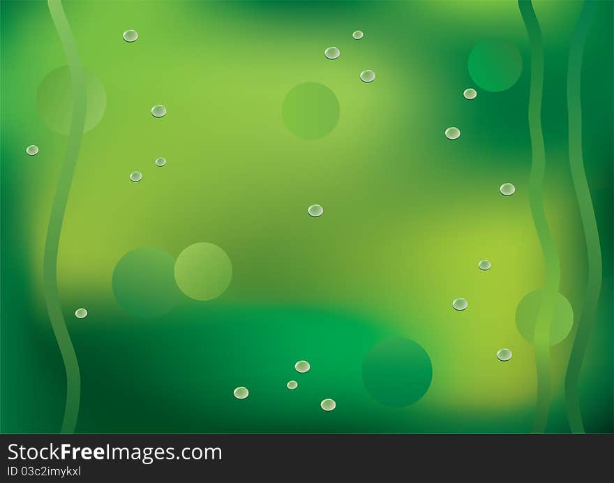 Abstract green background with drops of dew. Abstract green background with drops of dew.