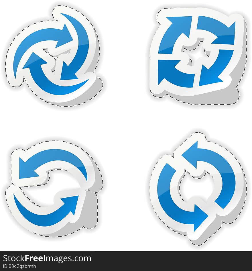 Vector illustration of blue sticky arrows. Vector illustration of blue sticky arrows.
