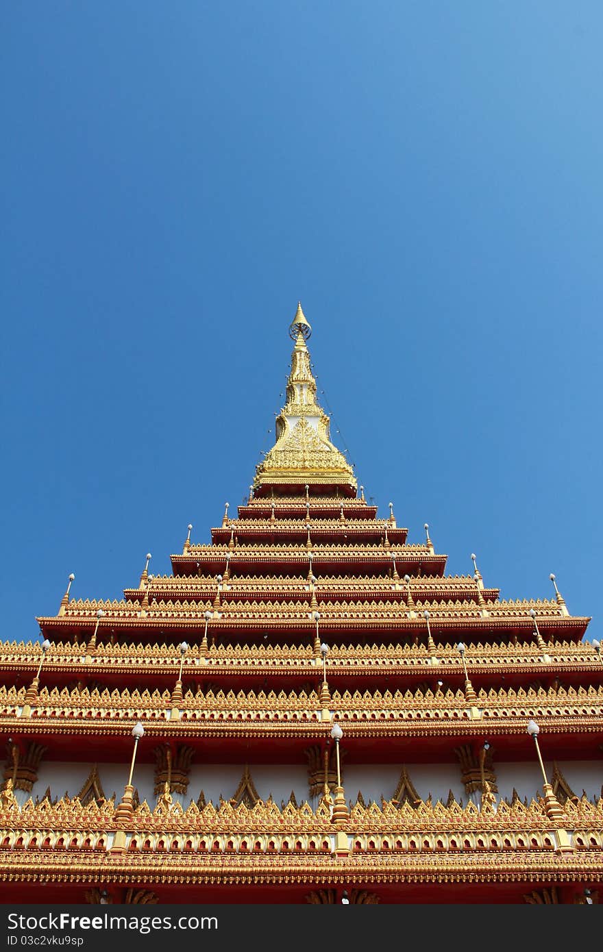 A temple in Khon Kaen Thailand,Under a blue shy. A temple in Khon Kaen Thailand,Under a blue shy