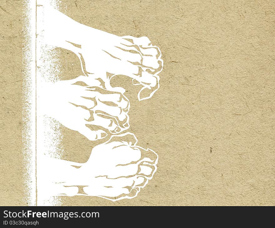 Silhouette of hands on grunge background