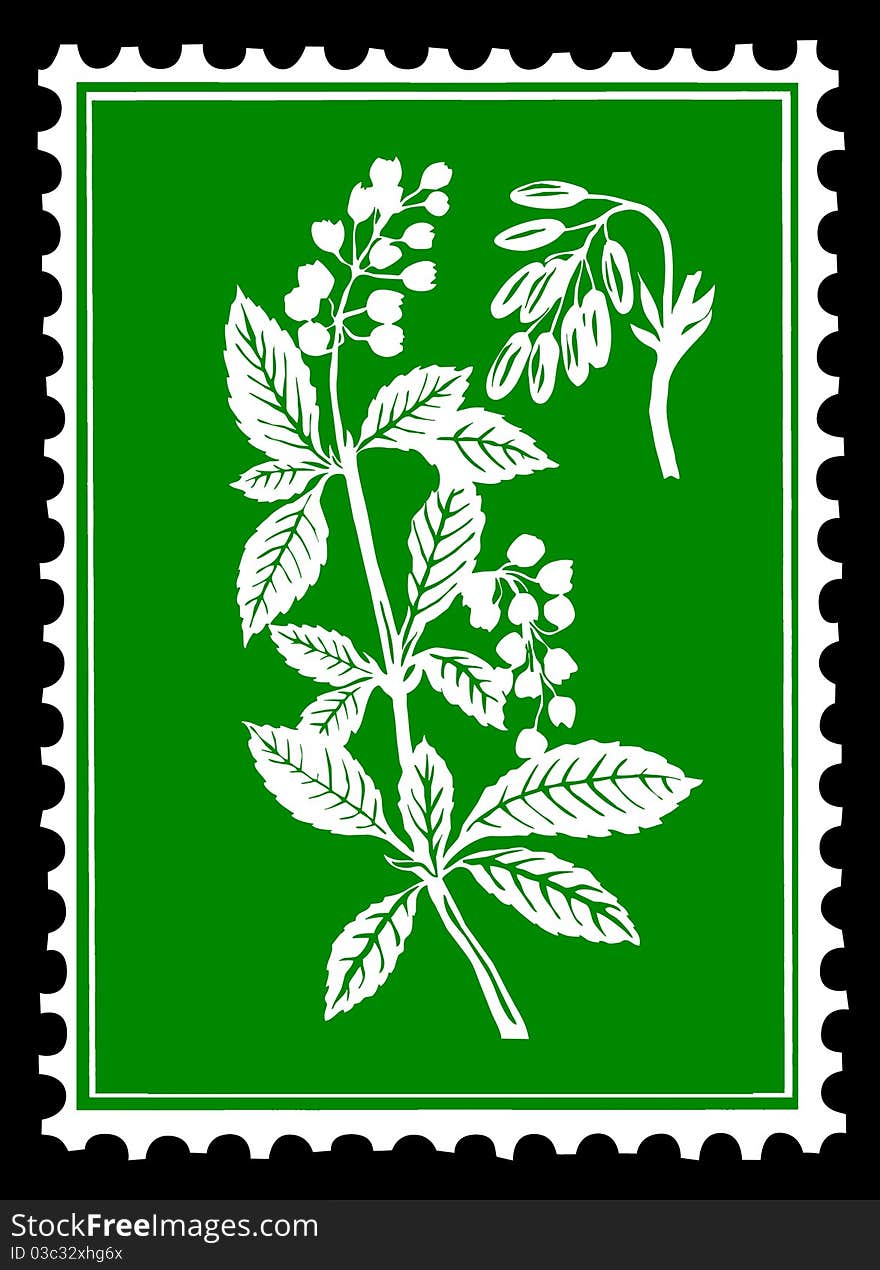 Vector silhouette of the plant on postage stamps