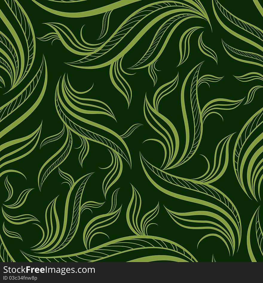 Seamless green floral pattern with leafs