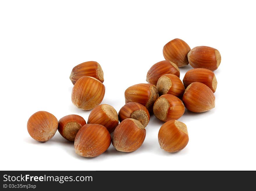 Hazelnuts On A White Background