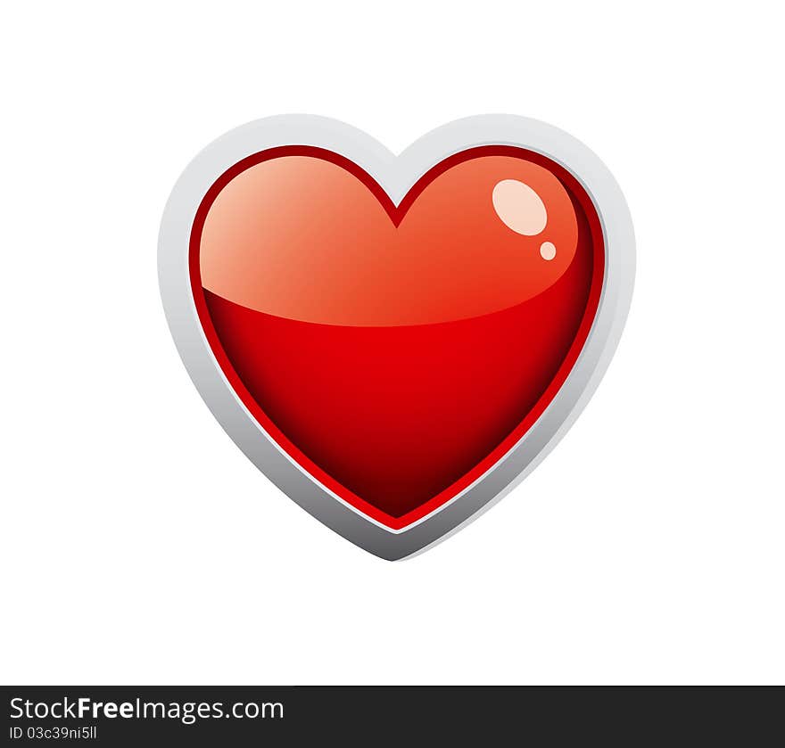 Beautiful shiny red heart isolated on white background