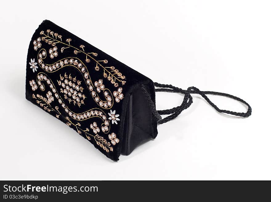 Ethnic hand-bag isolated on white background