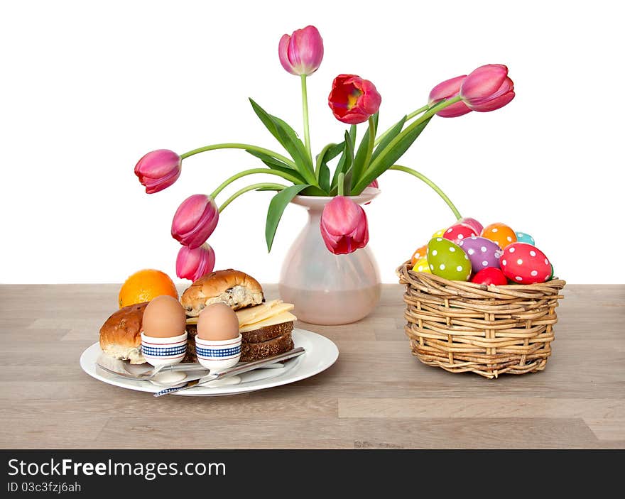 Lunch Decorated With Tulip Flowers