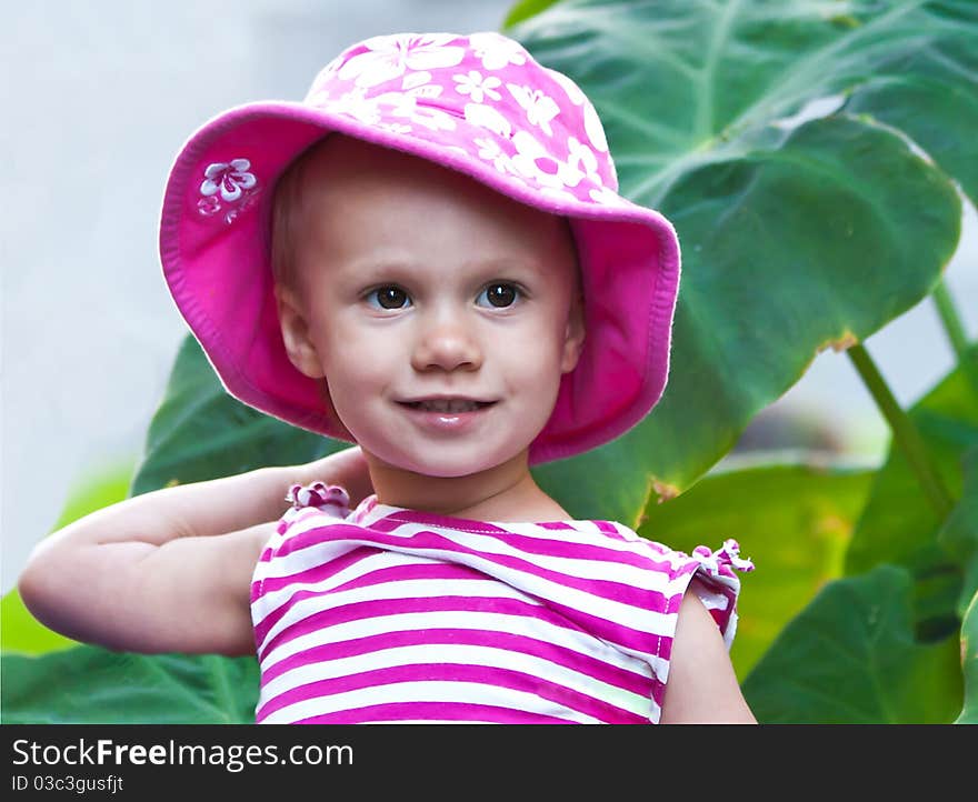 Beautiful young girl in summer hat. Beautiful young girl in summer hat